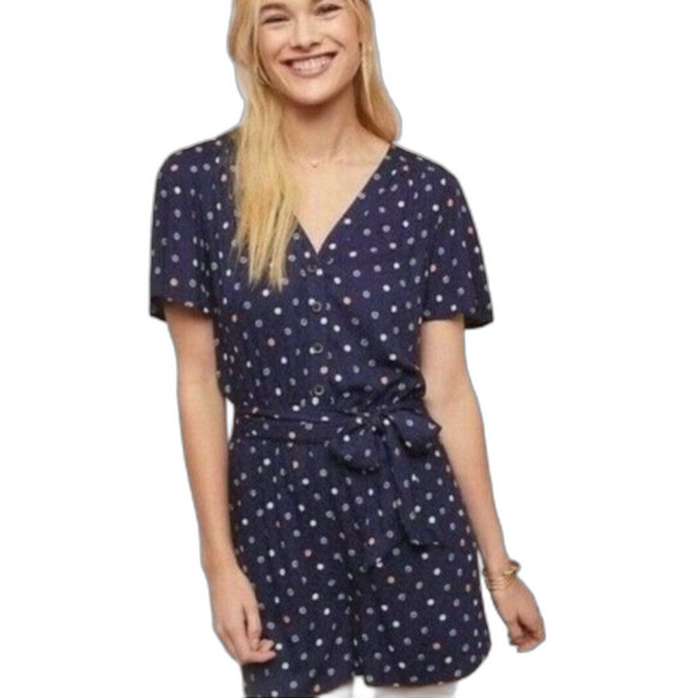 Anthropologie Ett:twa Womens XS Bartlett Navy Printed Short Romper
